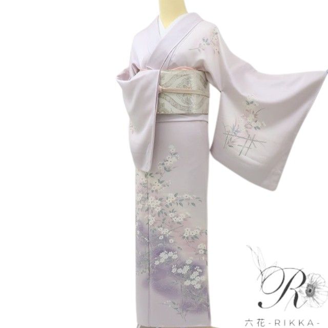 六花-RIKKA- 正絹 桜 訪問着 はんなりマジックに波と清らかな笑顔☆ 着物 A6017