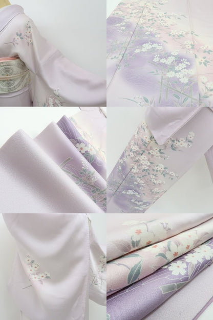 六花-RIKKA- 正絹 桜 訪問着 はんなりマジックに波と清らかな笑顔☆ 着物 A6017