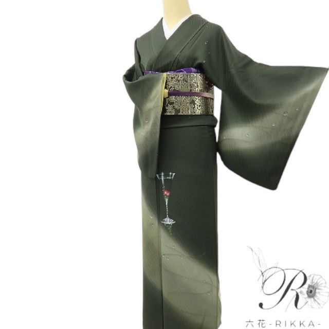 六花-RIKKA-  正絹 水玉 カクテル 訪問着 陽だまりでソーダ、月明かりでカクテル☆ 着物 A6018