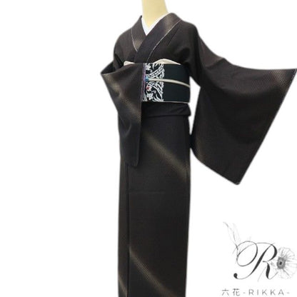 六花-RIKKA- 新品 正絹 証紙付 草木染 トールサイズ 赤城紬 静かに見えて、粋を奏でるハンサムな紬♪ 着物 A6022