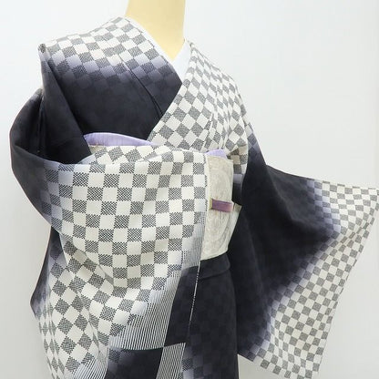 六花-RIKKA- 美品 正絹 作家物落款 市松 刺繍 トールサイズ 全人類が恋に落ちるカッコよさ！ 訪問着 着物 A6024