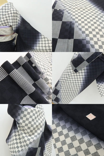 六花-RIKKA- 美品 正絹 作家物落款 市松 刺繍 トールサイズ 全人類が恋に落ちるカッコよさ！ 訪問着 着物 A6024