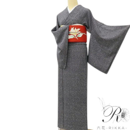 六花-RIKKA- 美品 正絹 桜 クールで、大人っぽくて、でも実は胸キュンなハート桜♪ 小紋 着物 A6033