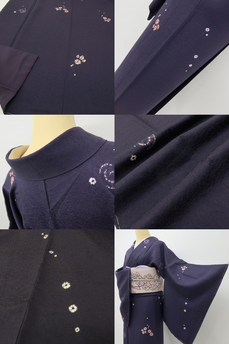 六花-RIKKA- 美品未着用 正絹 絞り ふんわり舞う、私だけの初雪と綿あめ♪ トールサイズ 小紋 着物 A6035