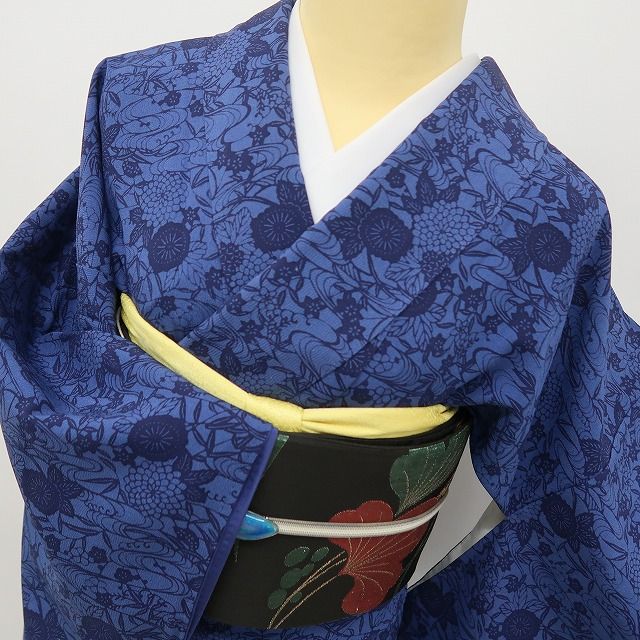六花-RIKKA- 美品 正絹 藍染 365日ときめく、私だけの藍染小紋♪ 小紋 着物 A6036