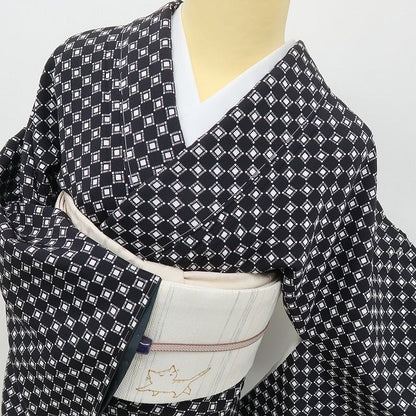 六花-RIKKA- 新品 正絹 仕付け糸付 遠目で市松、近寄ればデジタル☆ 小紋 着物 A6049