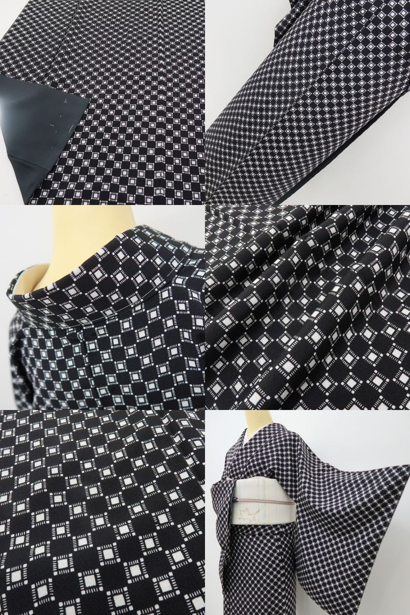六花-RIKKA- 新品 正絹 仕付け糸付 遠目で市松、近寄ればデジタル☆ 小紋 着物 A6049