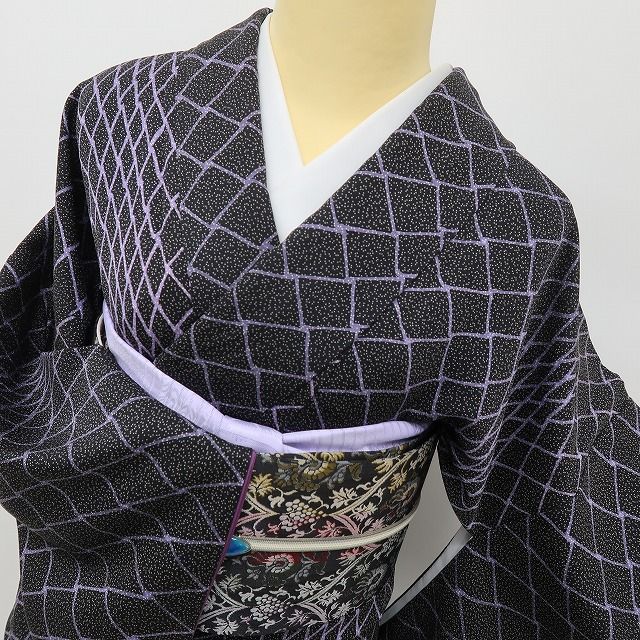 六花-RIKKA- 美品 正絹 網目 桜 トールサイズ 時空を操る魔法の網！ 小紋 着物 A6050