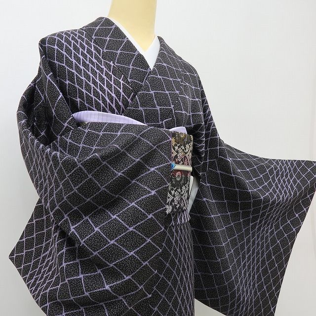 六花-RIKKA- 美品 正絹 網目 桜 トールサイズ 時空を操る魔法の網！ 小紋 着物 A6050