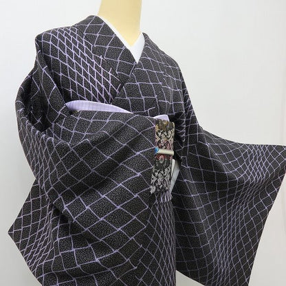 六花-RIKKA- 美品 正絹 網目 桜 トールサイズ 時空を操る魔法の網！ 小紋 着物 A6050