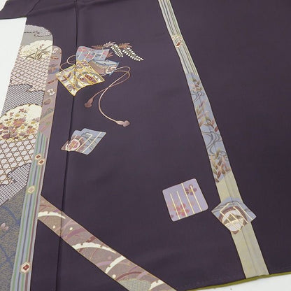 六花-RIKKA- 美品 正絹 作家物落款 金駒刺繡 源氏香が舞い、宝が尽くす♪ 訪問着 着物 A6052