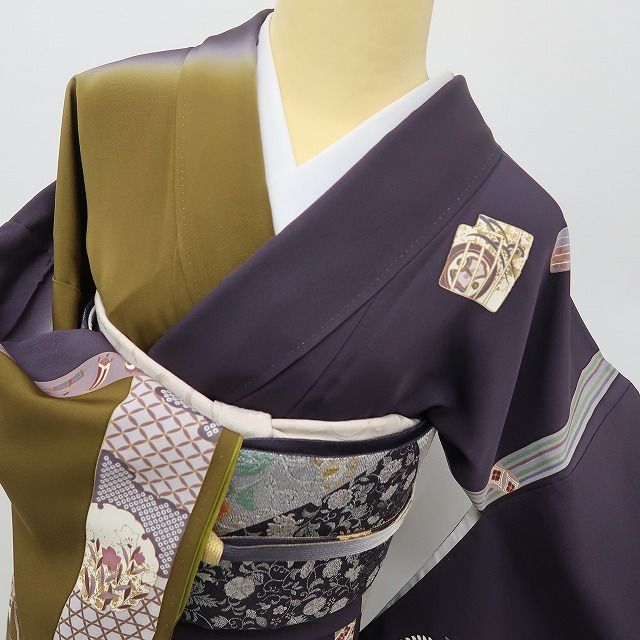 六花-RIKKA- 美品 正絹 作家物落款 金駒刺繡 源氏香が舞い、宝が尽くす♪ 訪問着 着物 A6052