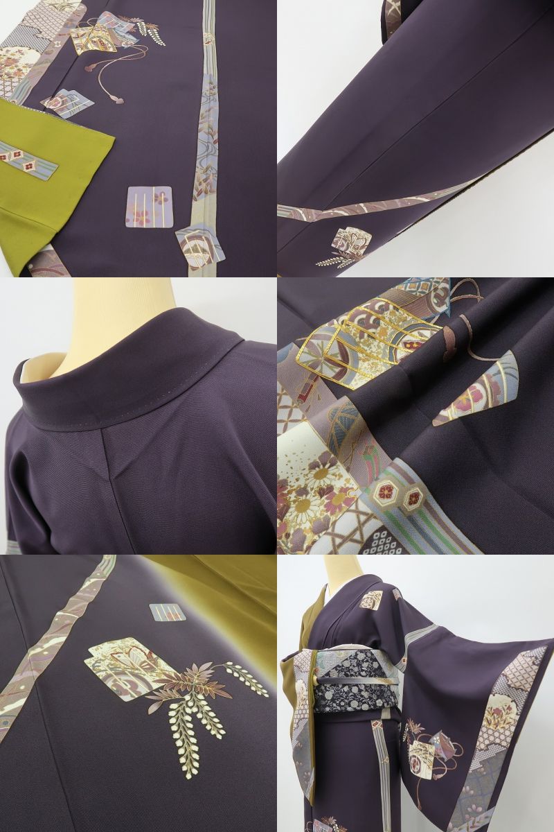 六花-RIKKA- 美品 正絹 作家物落款 金駒刺繡 源氏香が舞い、宝が尽くす♪ 訪問着 着物 A6052