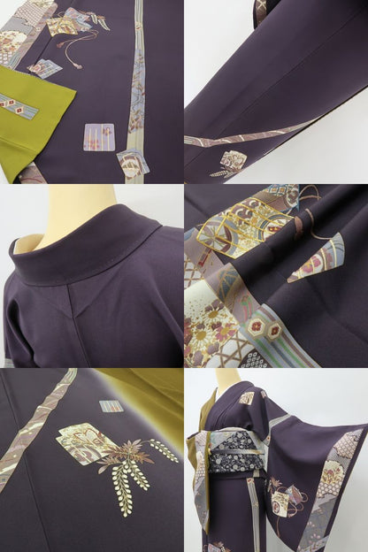 六花-RIKKA- 美品 正絹 作家物落款 金駒刺繡 源氏香が舞い、宝が尽くす♪ 訪問着 着物 A6052