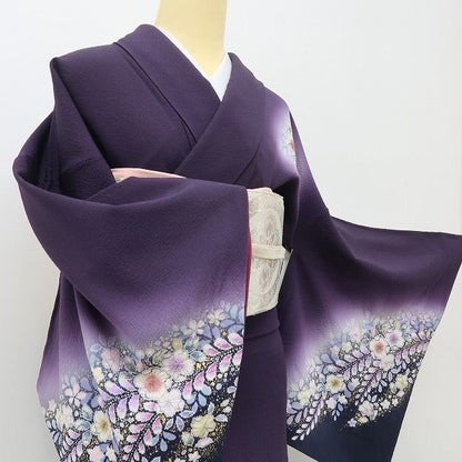 六花-RIKKA- 美品 正絹 やまと誂製 絞り 辻が花 月へと跳ねる兎を照らす、幻の花灯り☆ 訪問着 着物 A6053