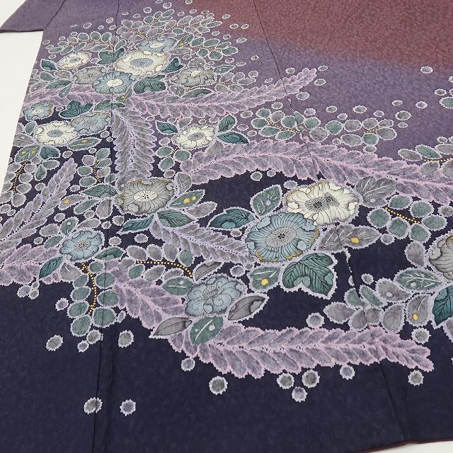 六花-RIKKA- 美品 正絹 林淳一落款 辻が花 絞り 幻の花踊る、水中世界！ 訪問着 着物 A6054