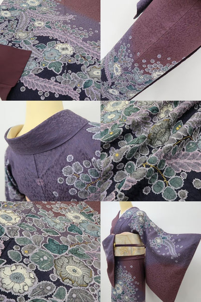 六花-RIKKA- 美品 正絹 林淳一落款 辻が花 絞り 幻の花踊る、水中世界！ 訪問着 着物 A6054