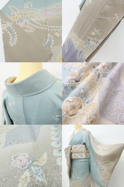 六花-RIKKA- 正絹 翠山工房 絞り 辻が花 秋冬愛し、春を待つ♪ 訪問着 着物 A6055