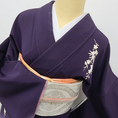 六花-RIKKA- 正絹 トールサイズ 桜 深紫に、桜ひらり。大人の可愛さ、満開です！ 訪問着 着物 A6062