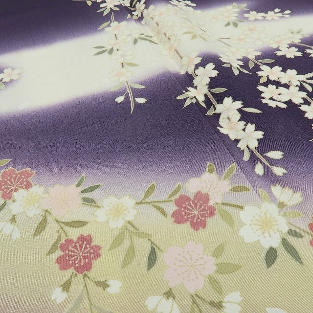 六花-RIKKA- 正絹 トールサイズ 桜 深紫に、桜ひらり。大人の可愛さ、満開です！ 訪問着 着物 A6062