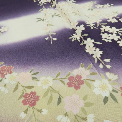 六花-RIKKA- 正絹 トールサイズ 桜 深紫に、桜ひらり。大人の可愛さ、満開です！ 訪問着 着物 A6062