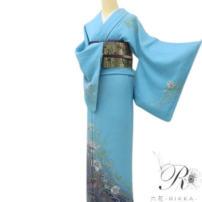 六花-RIKKA- 正絹 滝泰謹製 唐花 新橋色に花咲く、唐花♪ トールサイズ 訪問着 着物 A6067
