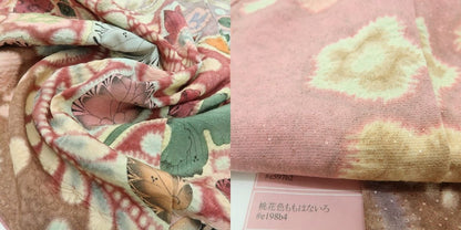 六花-RIKKA- 美品 正絹 幻花染 辻が花 トールサイズ 桃花色の花咲く夢☆ 訪問着 着物 A6068