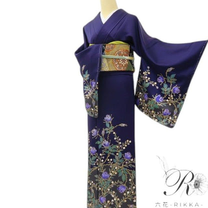 六花-RIKKA- 美品未着用 正絹 薔薇 トールサイズ バイオレットに花開く、わたしだけのバラの園♪ 訪問着 着物 A6072