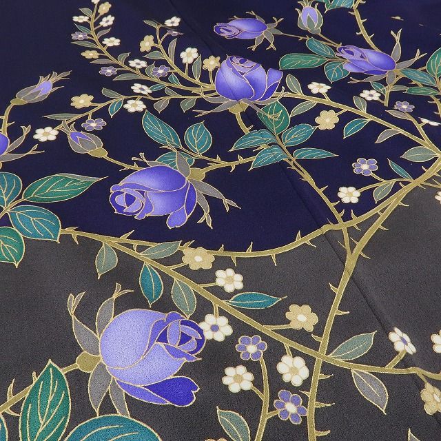 六花-RIKKA- 美品未着用 正絹 薔薇 トールサイズ バイオレットに花開く、わたしだけのバラの園♪ 訪問着 着物 A6072