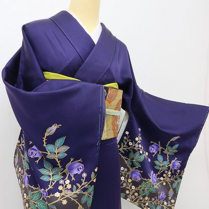 六花-RIKKA- 美品未着用 正絹 薔薇 トールサイズ バイオレットに花開く、わたしだけのバラの園♪ 訪問着 着物 A6072