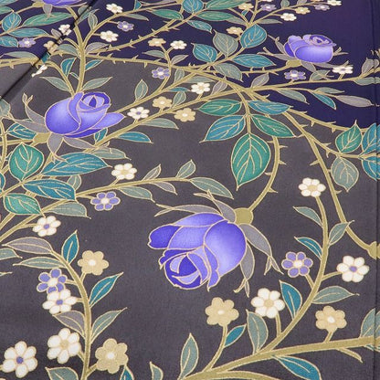 六花-RIKKA- 美品未着用 正絹 薔薇 トールサイズ バイオレットに花開く、わたしだけのバラの園♪ 訪問着 着物 A6072