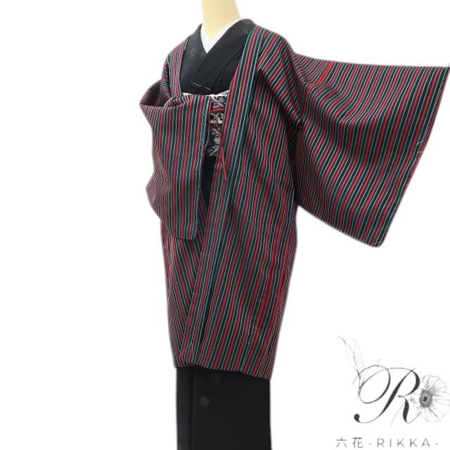 六花-RIKKA- 新品 洗える着物 縦縞 ロング丈 レトロモードな縦縞羽織♪ 仕付け糸付 羽織 着物 A6076
