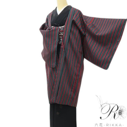 六花-RIKKA- 新品 洗える着物 縦縞 ロング丈 レトロモードな縦縞羽織♪ 仕付け糸付 羽織 着物 A6076