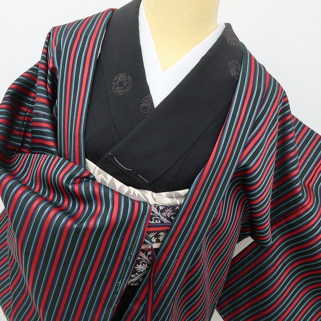 六花-RIKKA- 新品 洗える着物 縦縞 ロング丈 レトロモードな縦縞羽織♪ 仕付け糸付 羽織 着物 A6076