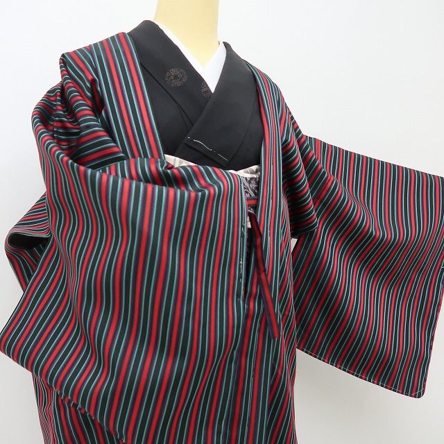 六花-RIKKA- 新品 洗える着物 縦縞 ロング丈 レトロモードな縦縞羽織♪ 仕付け糸付 羽織 着物 A6076