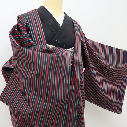 六花-RIKKA- 新品 洗える着物 縦縞 ロング丈 レトロモードな縦縞羽織♪ 仕付け糸付 羽織 着物 A6076