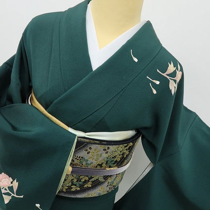 六花-RIKKA- 美品 正絹 月へと向かう牡丹、見送る秋草たち♪ 訪問着 着物 A6085