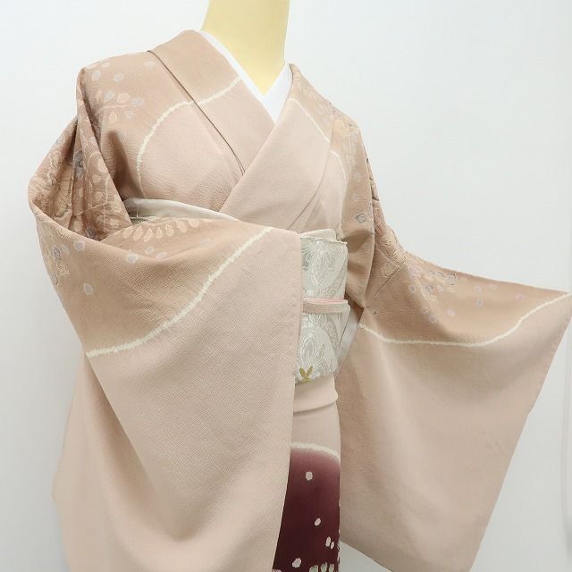 六花-RIKKA- 美品 正絹 辻が花 トールサイズ ローズダストに、大人のスパイス☆ 訪問着 着物 A6087