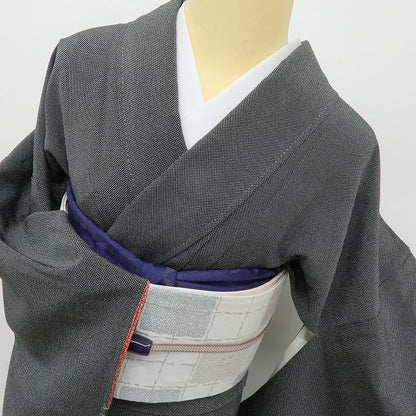 六花-RIKKA- 美品 正絹 伝統工芸士 黒岩秀硯落款 行儀 トールサイズ 黒に行儀、これぞ大人の粋！ 江戸小紋 着物 A6092