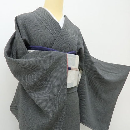六花-RIKKA- 美品 正絹 伝統工芸士 黒岩秀硯落款 行儀 トールサイズ 黒に行儀、これぞ大人の粋！ 江戸小紋 着物 A6092