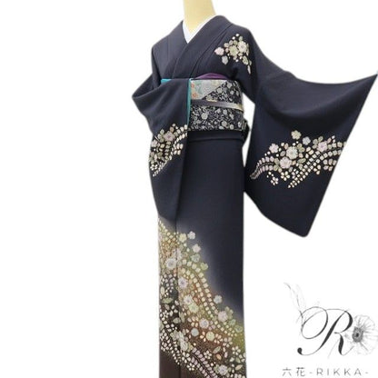 六花-RIKKA- 美品 正絹 やまと誂製 翠山工房 桐屋の辻が花 箔散らし 一生モノの辻ヶ花！ トールサイズ 訪問着 着物 A6095