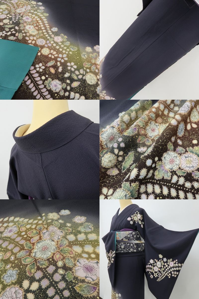 六花-RIKKA- 美品 正絹 やまと誂製 翠山工房 桐屋の辻が花 箔散らし 一生モノの辻ヶ花！ トールサイズ 訪問着 着物 A6095