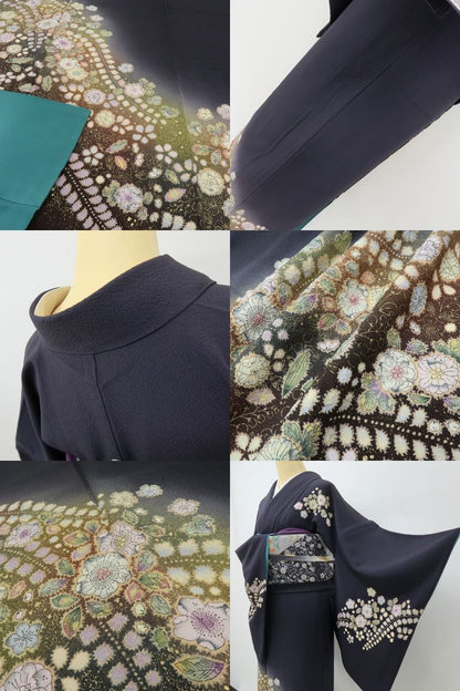 六花-RIKKA- 美品 正絹 やまと誂製 翠山工房 桐屋の辻が花 箔散らし 一生モノの辻ヶ花！ トールサイズ 訪問着 着物 A6095