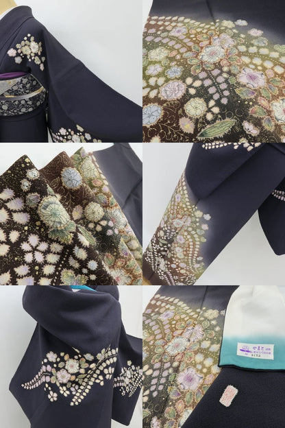 六花-RIKKA- 美品 正絹 やまと誂製 翠山工房 桐屋の辻が花 箔散らし 一生モノの辻ヶ花！ トールサイズ 訪問着 着物 A6095