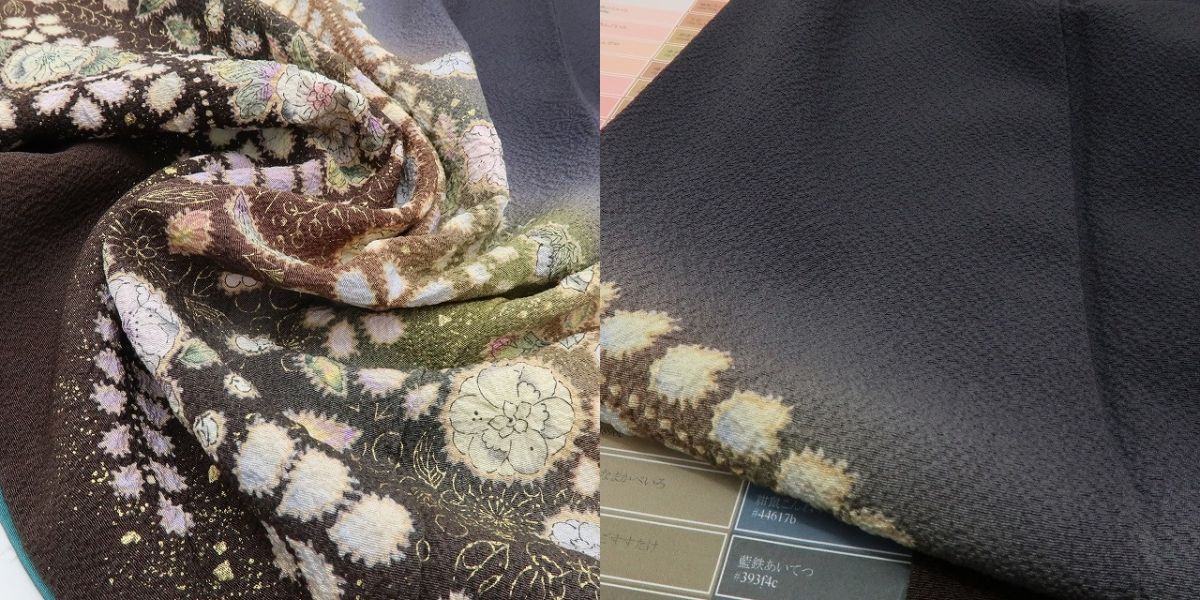 六花-RIKKA- 美品 正絹 やまと誂製 翠山工房 桐屋の辻が花 箔散らし 一生モノの辻ヶ花！ トールサイズ 訪問着 着物 A6095