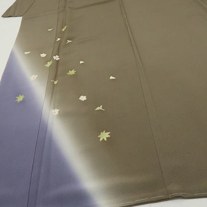 六花-RIKKA- 新品 正絹 作家物落款 トールサイズ 桜、イチョウ、楓。ひらり、秋の彩り♪ 仕付け糸付 訪問着 着物 A6096