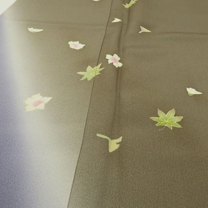 六花-RIKKA- 新品 正絹 作家物落款 トールサイズ 桜、イチョウ、楓。ひらり、秋の彩り♪ 仕付け糸付 訪問着 着物 A6096