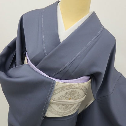 六花-RIKKA- 新品 正絹 紅彩落款 トールサイズ 藍鼠に咲く、ピュアで大人な桜。 仕付け糸付 付下げ 着物 A6097