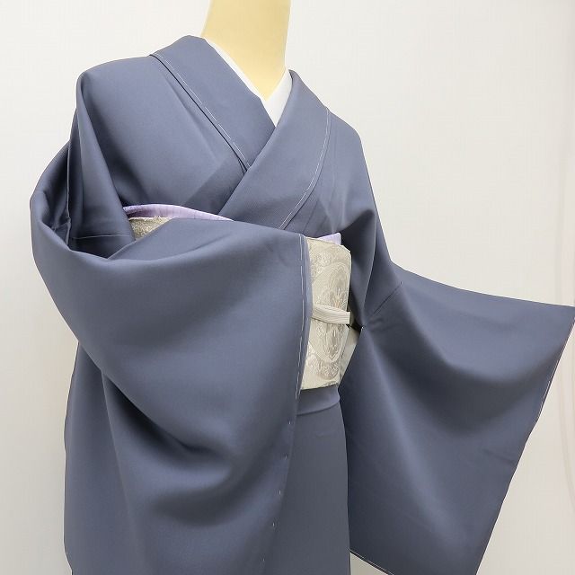 六花-RIKKA- 新品 正絹 紅彩落款 トールサイズ 藍鼠に咲く、ピュアで大人な桜。 仕付け糸付 付下げ 着物 A6097