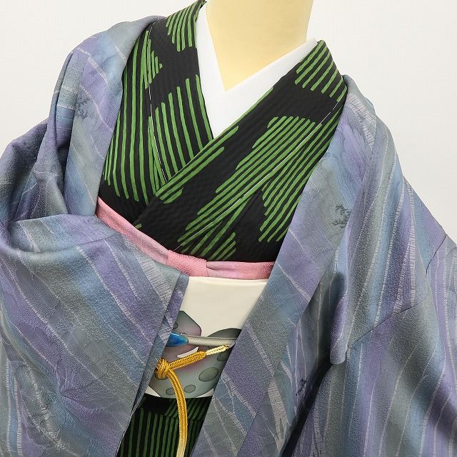六花-RIKKA- 美品 正絹 単衣 さっと羽織れば、ぐっと洒落る！ 羽織紐付 長羽織 着物 A6103